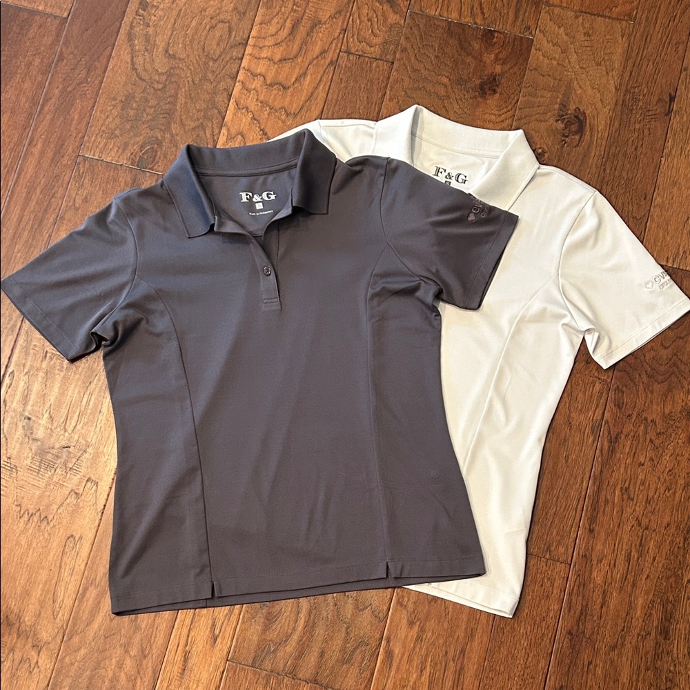 Golf Polo TWO Cream and Chocolate Fairway & Greene CVS Charity Classic LIKE NEW